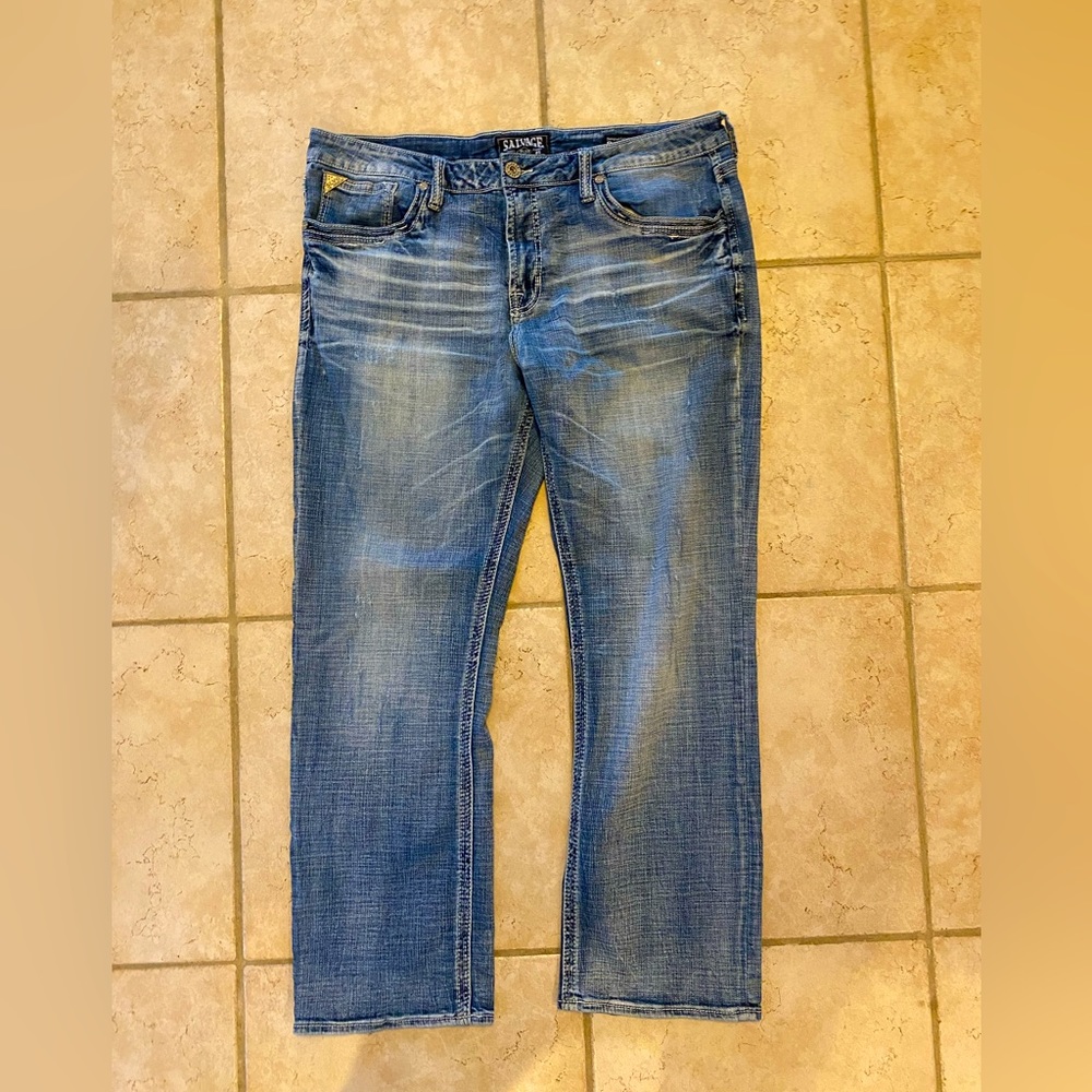 Salvage for Buckle Anarchy Relaxed, straight fit men’s jeans, 38R, retails $148
